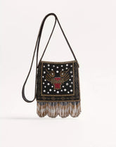 Valentino Garavani Nellcôte Small Embroidered Shoulder Bag With Fringes