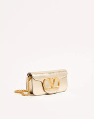 Small Valentino Garavani Locò Metallic Calfskin Shoulder Bag