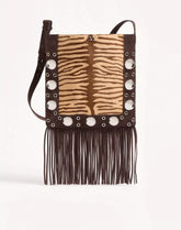 Valentino Garavani Nellcôte Shoulder Bag In Animalier Pony-Effect Calfskin With Fringes
