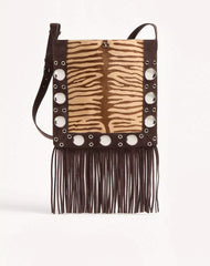 Valentino Garavani Nellcôte Shoulder Bag In Animalier Pony-Effect Calfskin With Fringes