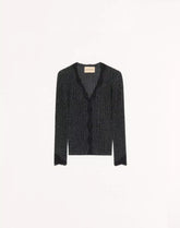 Lurex Knitted Cardigan With Lace