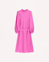 Midi Dress In Shiny-Matte Jacquard With Logo-Stripe