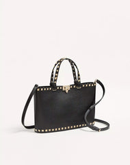 Valentino Garavani Rockstud Small Shopping Bag In Grainy Calfskin