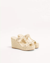 Rockstud Laminated Nappa Wedge Sandal 90 Mm