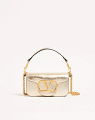 Small Valentino Garavani Locò Metallic Calfskin Shoulder Bag