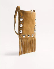 Valentino Garavani Nellcôte Suede Shoulder Bag With Fringes