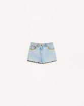 Embroidered Denim Shorts