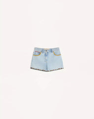 Embroidered Denim Shorts