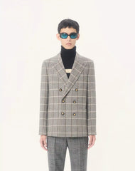 Valentino Double-Breasted Wool Jacket With Check Pattern