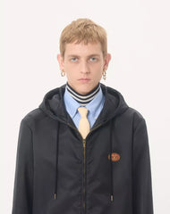Nylon Hooded Windbreaker With VLogo Patch