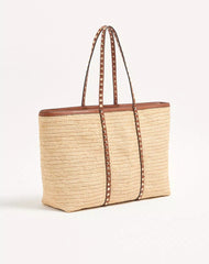 Valentino Garavani Rockstud Raffia Shopping Bag.