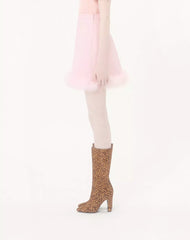 Short Crepe Couture Skirt With Feathers