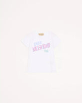 Cotton Jersey T-Shirt With Chez Valentino 1960 Print