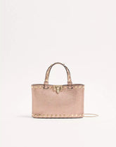 Mini Rockstud Shopping Bag In Laminated Grainy Calfskin.