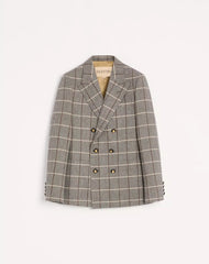 Valentino Double-Breasted Wool Jacket With Check Pattern