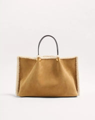 Valentino Garavani Medium Suede Shopping Bag With Sheepskin Lining