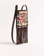Valentino Garavani Nellcôte Small Shoulder Bag In Jacquard Raffia With Cherryfic Pattern