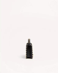 Rockstud Wallet With Chain In Grainy Calfskin