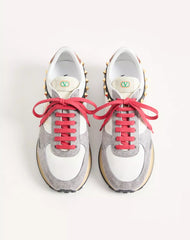 Stud Up Sneaker in Split Leather and Nylon with Butterfly Embroidery