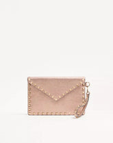 Rockstud Laminated Grainy Calfskin Clutch Bag