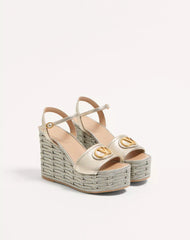 VLogo Signature Wedge Sandal In Laminated Grainy Calfskin 120Mm