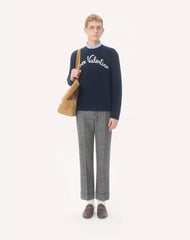 Wool Crewneck Sweater With Chez Valentino Embroidery