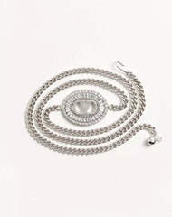 VLogo Signature Chain Belt With Crystals
