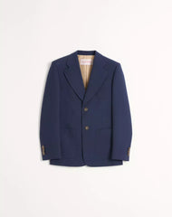 Single-Breasted Wool Gabardine Jacket
