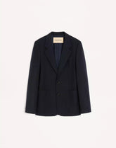 Valentino Single-Breasted Jacket In Natté Wool