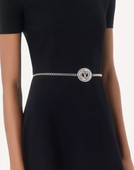 VLogo Signature Chain Belt With Crystals