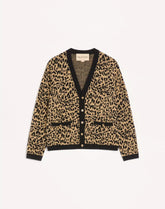 Valentino Wool Cardigan With Fauve Eclat Animal Print Jacquard
