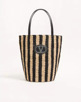 Valentino Garavani Striped Raffia Shopping Bag