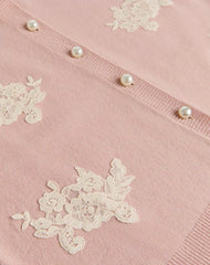 Embroidered Cardigan With Lace Inserts