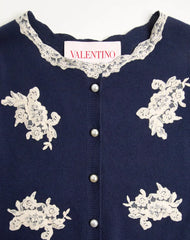 Embroidered Cardigan With Lace Inserts