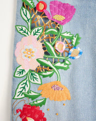 Embroidered Denim Trousers