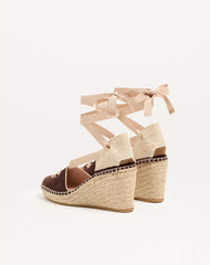 Resort Wedge In Split Leather 75Mm