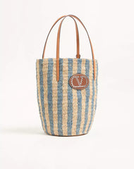 Valentino Garavani Striped Raffia Shopping Bag