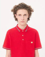 Cotton Piqué Polo Shirt With VLogo Patch