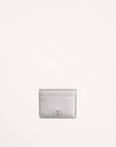 VLogo Signature Cardholder In Laminated Grainy Calfskin