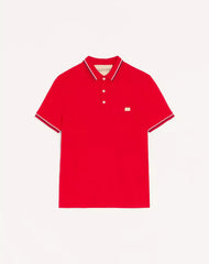 Cotton Piqué Polo Shirt With VLogo Patch