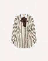 Short Dress In Printed Striped Poplin