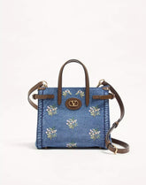 Valentino Garavani Antibes Small Embroidered Denim Shopping Bag