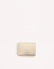 VLogo Signature Wallet In Laminated Grainy Calfskin With Jewel Logo