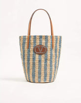 Valentino Garavani Striped Raffia Shopping Bag