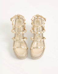 Rockstud Laminated Nappa Wedge Sandal 95 Mm