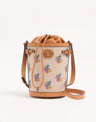Valentino Garavani Antibes Canvas Embroidered Medium Bucket Bag