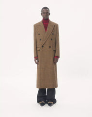 Valentino Double-Breasted Wool Coat With Glen Plaid Pattern