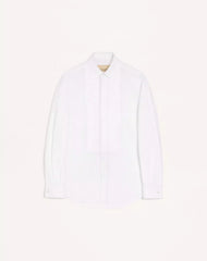 Valentino Cotton Poplin Shirt With Pleated Plastron And Lace Details