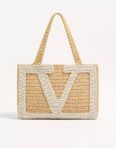Valentino Garavani Viva Superstar Medium Shopping Bag In Raffia