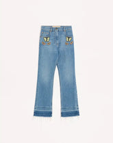 Embroidered Denim Trousers